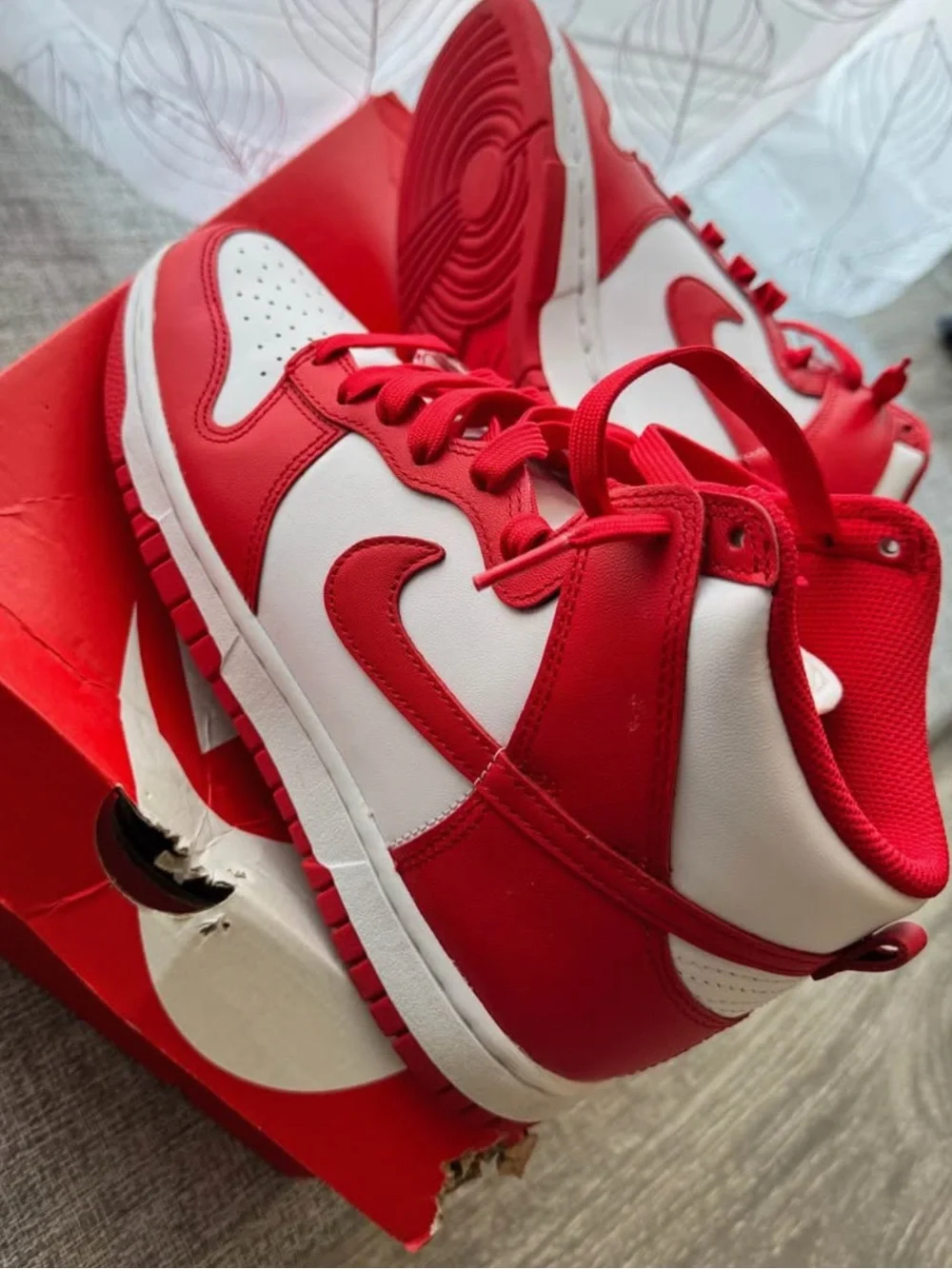 Nike Dunk High White University Red Sneakers Size 6.5